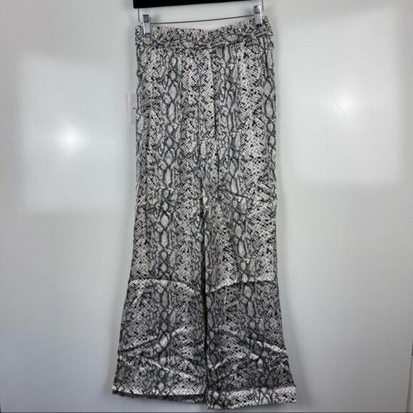 NEW Good American High Rise Satin Wide Leg Pants Snake Print Size 2 (Medium 6-8) - Picture 3 of 10